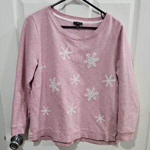 Talbots Pink Snowflake‎ Sweatshirt Size Large Petite